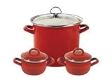 Review Chantal 33-210-12 RW / Chantal Enamel-On-Steel 5.8 Quart Soup Pot and Serving Bowls Set, Red with White Interior