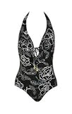 Your Best Look White Roses Halter Swimsuit - Plus Size Swimwear Plus Size Swimsuits