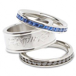 Carolina Panthers Team Logo Crystal Stacked Ring Set Size 7