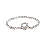 Eve's Addiction Sterling Silver Bubbles Tennis Bracelet with Heart Clasp