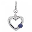 14KT White Gold Heart Pendant Sapphire & Diamond Gems