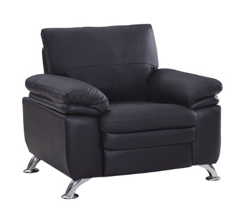 Global Furniture 2225-RV-BL-CH Jaxson Collection Bonded Leather Matching Chair, Black