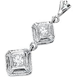 14K White Gold Created Moissanite Pendant