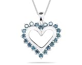 1.00 Carat Blue Diamond Heart Pendant in 14K White Gold