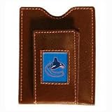 Vancouver Canucks Brown Leather Money Clip with Cardholder