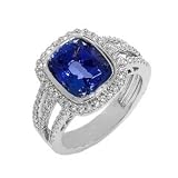 7.52 ct. tw. 18k White Gold Pear Shape Genuine Fine Quality Deep Rich Color Tanzanite and Fancy Cut Diamond Ring with 5 Year Warranty and Manufacturers Appraisal