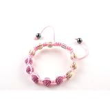 shamballa シャンバラ　真新しい！ラインストーンクロス玉マクラメブレスピンクSMB564