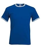 Fruit of the Loom Ringer T Shirt in Royal / white Size S