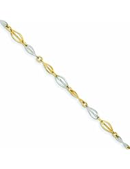Genuine 14K Two-Tone Polished Fancy Link Bracelet 7.25 Inches 2 Grams Of Gold 100% Satisfaction Guaranteed.