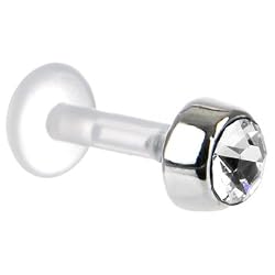 14 Gauge 5/16 Clear Cz Bioplast Labret Monroe