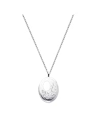 Sterling Silver Engraved Locket Pendant (1" or 25mm Height) with 1.5mm Rolo Cable Chain - 18" Inches