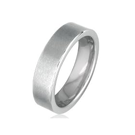 Comfort Fit Flat 6mm Brushed Tungsten Wedding Band (Ring Size 8)