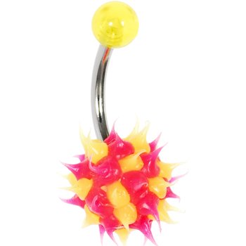 Pink-Yellow HEDGEHOG Belly Button Ring
