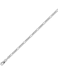 14K Solid White Gold Figaro Chain Bracelet 3.2mm (1/8 in.) - 7 in.