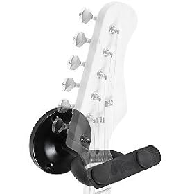 Guitar Wall Hanger - NEW Angled Holder with FREE retainer strap to secure the guitar