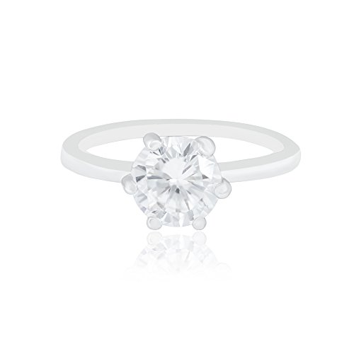 18k White Gold Plated Cubic Zirconia Round Solitaire Engagement Ring (2.35 carats)