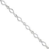 Sterling Silver 10inch Solid Polished Fancy Link Anklet