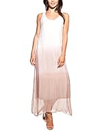 Laura Moretti Vestido Largo (Blanco / Rosa)