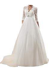 V-neck  Crystal Lace Crystals Vintage Satin/Tulle Natural   Waistline 2015  Ball Gown  Dress