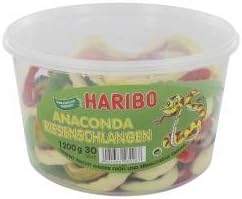 Haribo Giant Snakes, Gummy Bears, Wine Gummies, Fruit Gummies, 30 Units, 1200 g Tin
