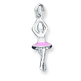 Sterling Silver Enamel Ballerina Charm with 20 inch Sterling Silver Chain