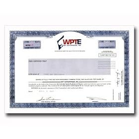 A Real Share of World Poker Tour Ent. Stock - A Unique Poker Gifts