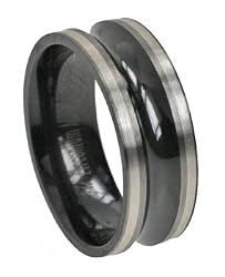 Zirconium Ring Black Ring with High Polish - 8mm Width