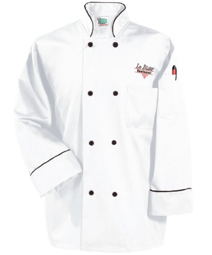 Fashion Chef Coats, White w/Black Trim, X-Large