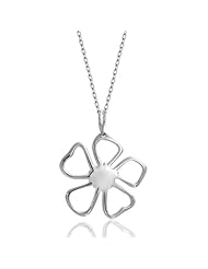 Bling Jewelry 925 Sterling Silver Flower Pendant Necklace 16in