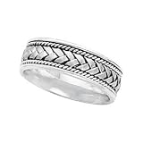 14K White Gold Hand-Woven Wedding Band For Men and Women - Sizes 5 - 12.5