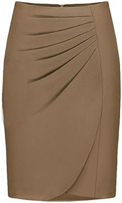 VOGLLY Women's Woolen Wrap Hip Bodycon Office Work Midi Pencil Skirt