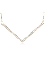 Sterling Silver and Cubic Zirconia "V" Necklace, 18"