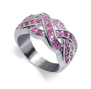 Fantastic .925 Sterling Silver Band Ruby Gemstone Ring
