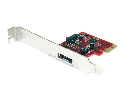 StarTech.com 1x eSATA + 1x SATA 6 Gbps PCI Express SATA Controller Card Adapter - Red (PEXSAT31E1)