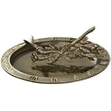 12″ Diameter Hummingbird Sundial Birdbath, French Bronze