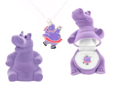 Hippopotamus Crystal Necklace in Purple Hippo Gift Box