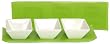 Kiwi Green Layered Glass Tray 14"x4" with Porcelain Bowls 2"H