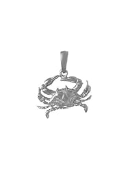 925 Solid Sterling Silver Nautical Necklace Charm Pendant, Blue Crab
