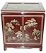 Asian Furniture & D&eacute;cor - 22" Chinese Red Lacquer End Table w/ Hand painted Landscape Design