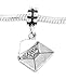 Silver I Love You Letter Envelope Dangle Bead title=