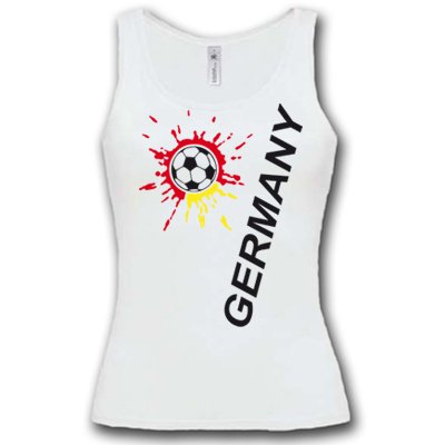R3 – DEUTSCHLAND MOTIV 19 Damen Tank Top Weiss / Schwarz-Rot-Gelb Gr. XL