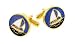 Attractive yellow gold plated and hand enameled yacht or sailboat cufflinks with presentation box