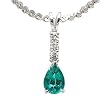 14K White Gold Emerald and Diamond Pendant