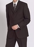 Oscar De La Renta Brown Pinstripe 3-Button Side-vented Suit with Perfect Press Technology Fabric