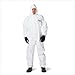 White Tychem SL Chemical Protection Coveralls With Taped Seams, Storm Flap Over Front Zipper Closure, Attached Hood, Elastic Face, Elastic Wrists And Elastic Ankles