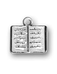 Sterling Silver Open Book With Cursive Writing Charm