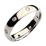 3MM G/SI 0.10Ct Court Shaped Diamond Wedding Ring, Palladium, O