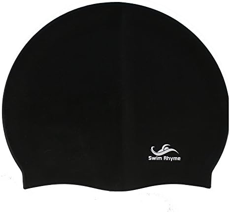 Silicone Swimming Head Cap By Swim Rhyme. Durable Material to Protect Hair From Sun and Chlorine. Comfortable Fit with Inside Grips. Free Nice Zipper Pouch. 90 Days Hassle Free Guarantee (Black)