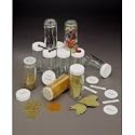 Glass Spice Bottles - Set of 16 (Clear/White) (3.75" tall x 1.75" diameter)