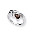 Smokey Quartz and Diamond Sterling Silver Ring (Sizes 6-8)
